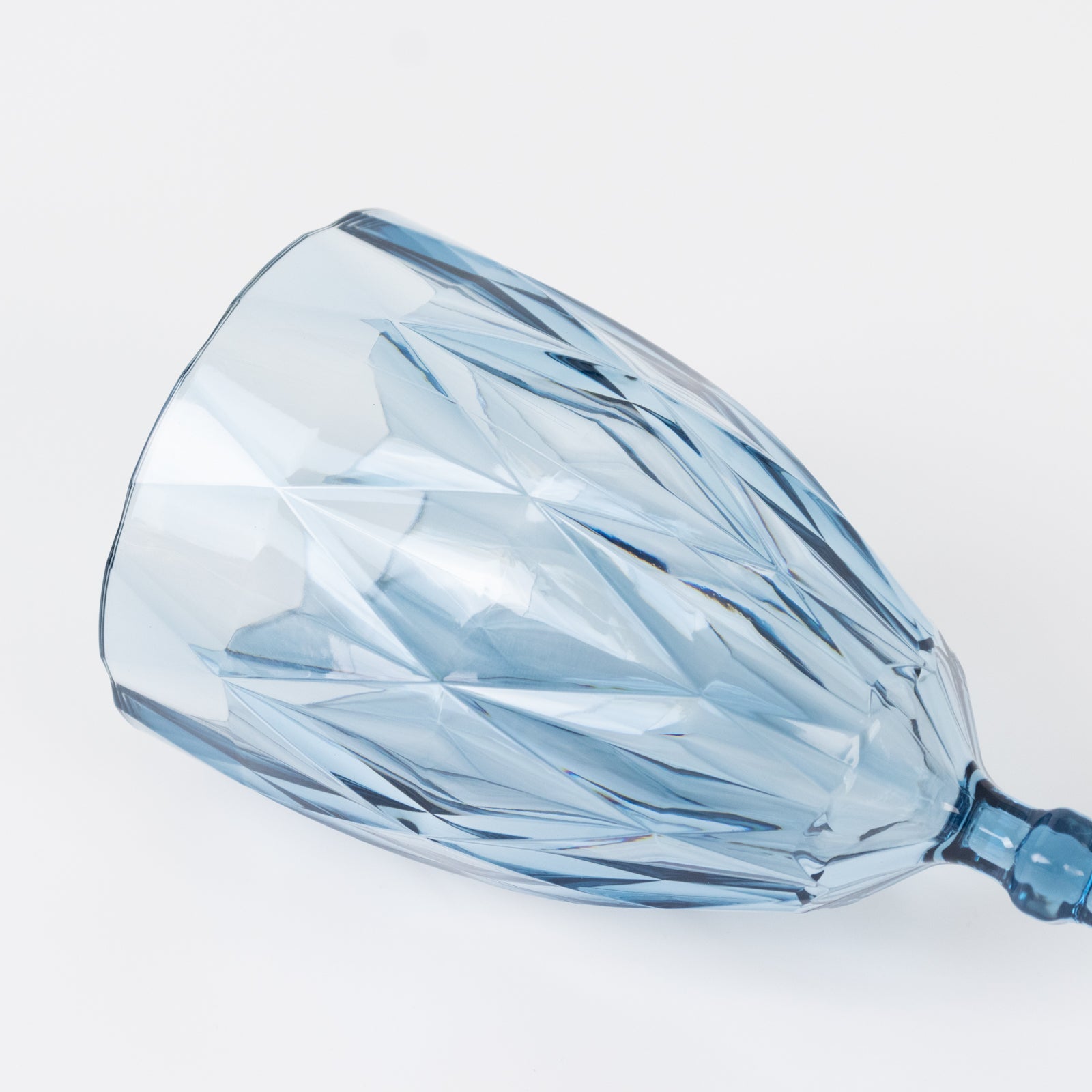 12 Pack Vintage Diamond Cut Plastic Goblets – Dusty Blue 11oz Reusable Wine & Beverage Glasses