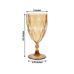 12 Pack Vintage Diamond Cut Plastic Goblets – Amber Gold 11oz Reusable Wine & Beverage Glasses