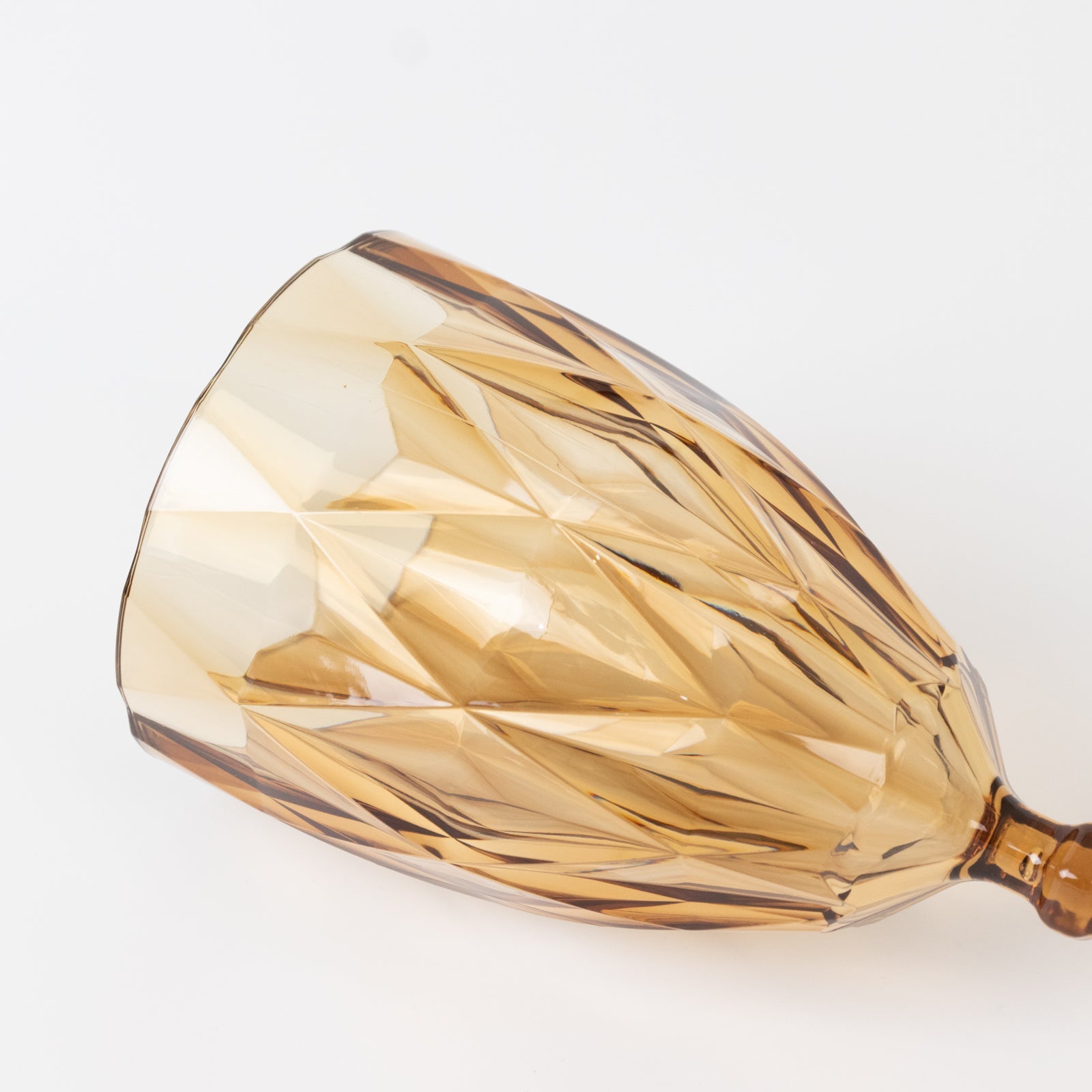 12 Pack Vintage Diamond Cut Plastic Goblets – Amber Gold 11oz Reusable Wine & Beverage Glasses