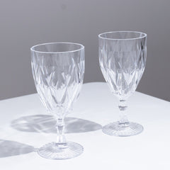 12 Pack Vintage Diamond Cut Plastic Goblets – Clear 11oz Reusable Wine & Beverage Glasses