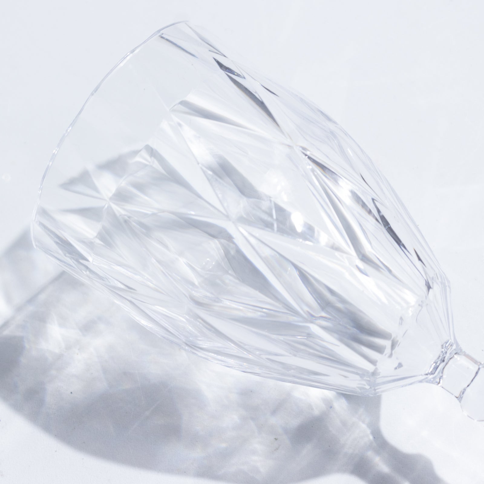 12 Pack Vintage Diamond Cut Plastic Goblets – Clear 11oz Reusable Wine & Beverage Glasses