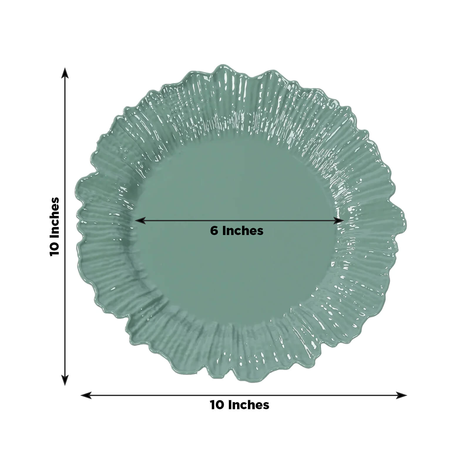 20-Pack 10" Plastic Dinner Plates – Dusty Sage Green Reef Design Party Plates – Elegant Disposable Tableware