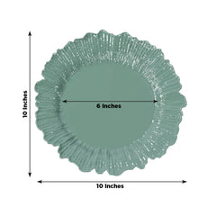 20-Pack 10" Plastic Dinner Plates – Dusty Sage Green Reef Design Party Plates – Elegant Disposable Tableware