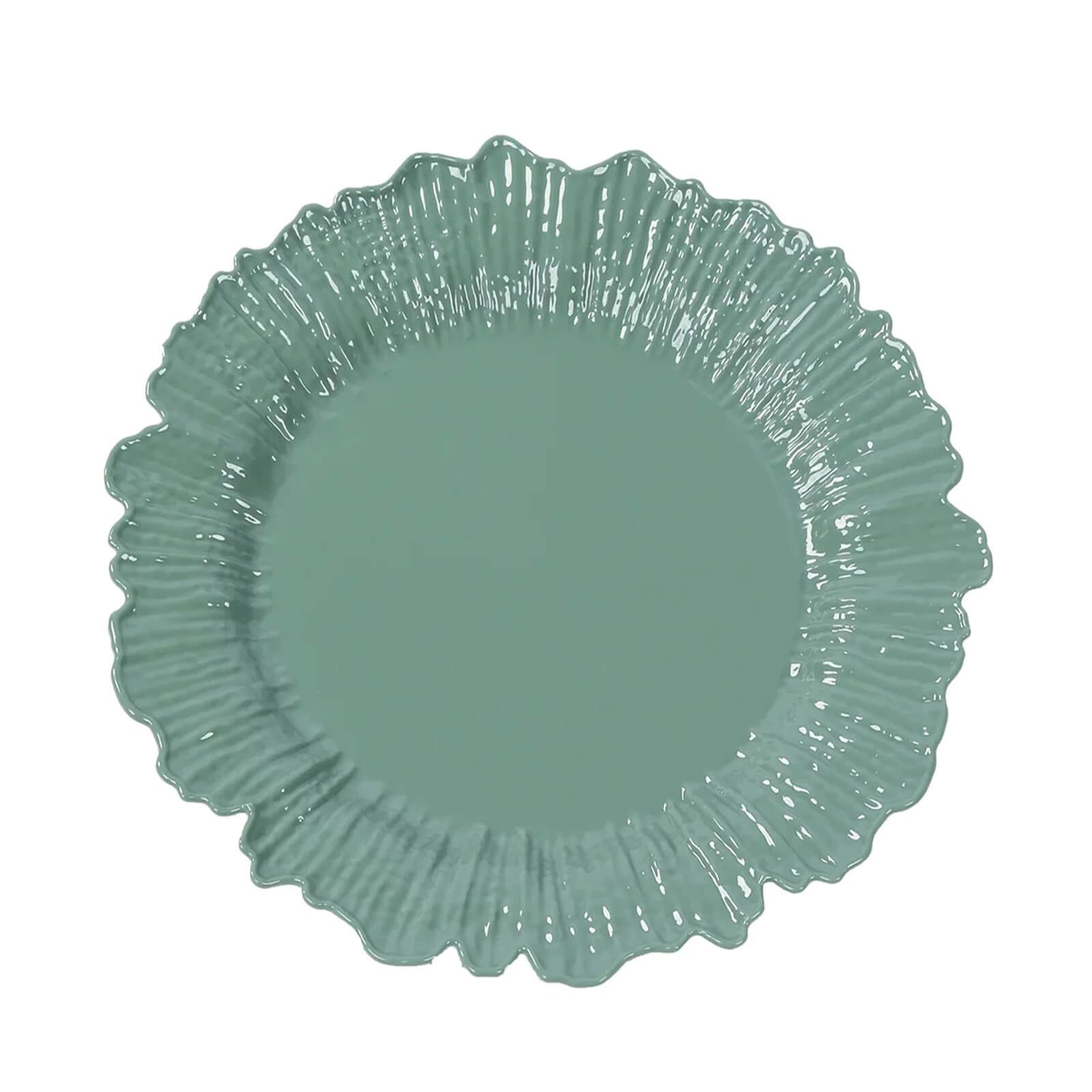 20-Pack 10" Plastic Dinner Plates – Dusty Sage Green Reef Design Party Plates – Elegant Disposable Tableware