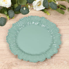 20-Pack 10" Plastic Dinner Plates – Dusty Sage Green Reef Design Party Plates – Elegant Disposable Tableware