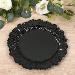 20-Pack 10" Plastic Dinner Plates – Black Reef Design Party Plates – Elegant Disposable Tableware