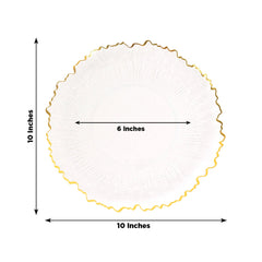 20 Pack 10" Plastic Dinner Plates – Clear Reef Design with Gold Rim, Elegant Disposable Party Tableware