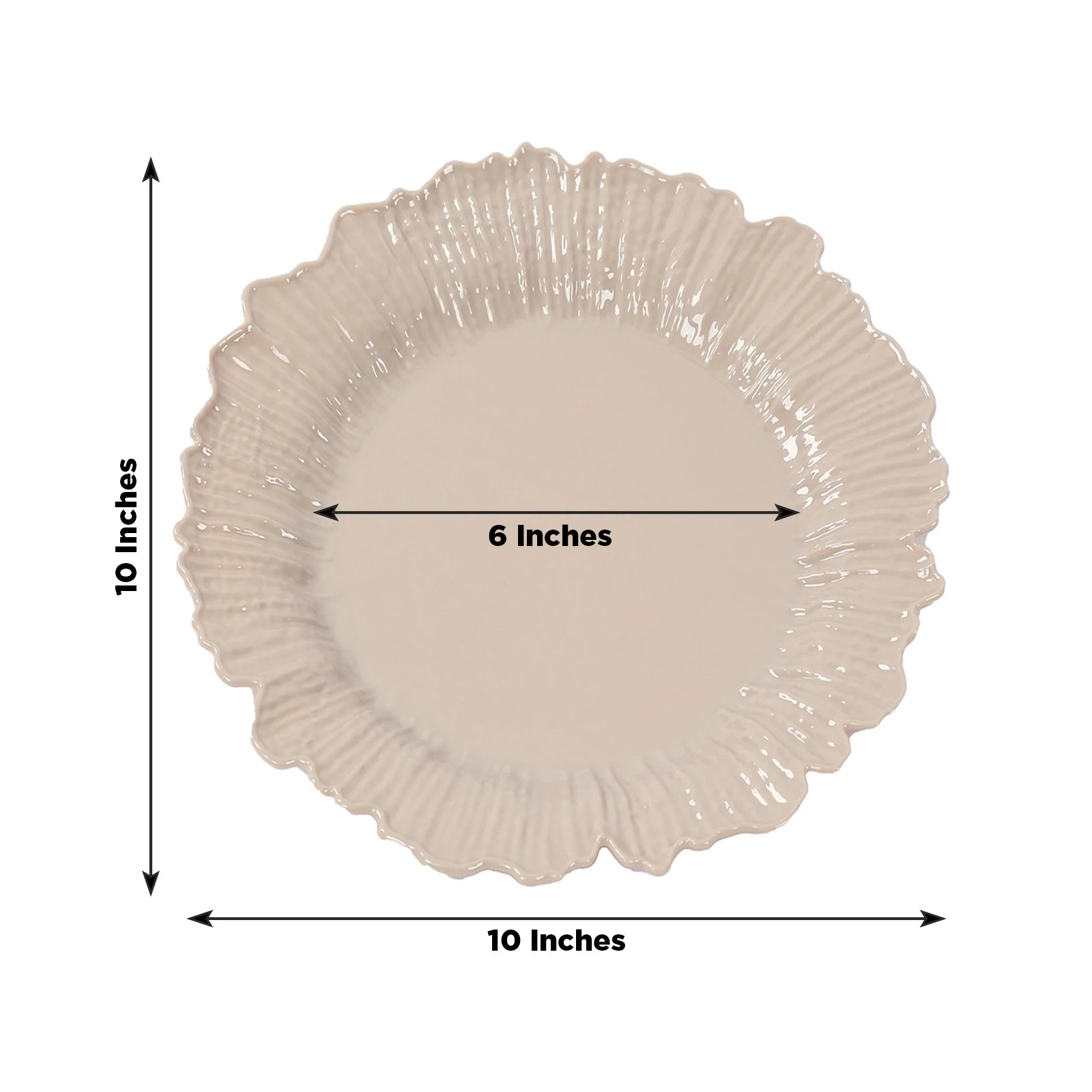 20-Pack 10" Plastic Dinner Plates – Taupe Reef Design Party Plates – Elegant Disposable Tableware