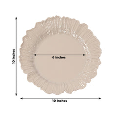 20-Pack 10" Plastic Dinner Plates – Taupe Reef Design Party Plates – Elegant Disposable Tableware