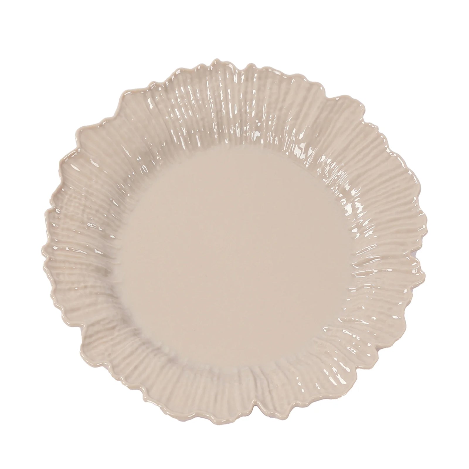 20-Pack 10" Plastic Dinner Plates – Taupe Reef Design Party Plates – Elegant Disposable Tableware