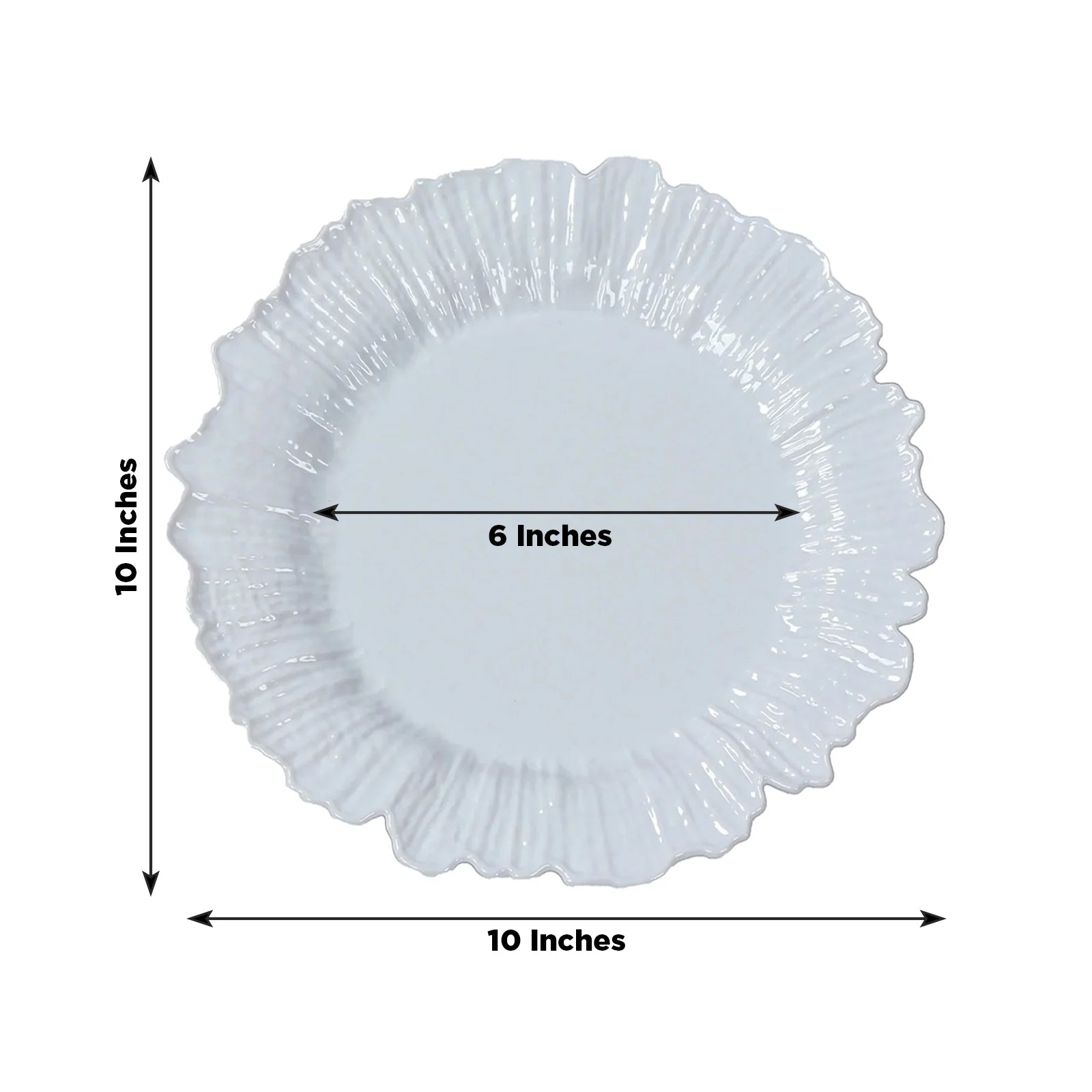 20-Pack 10" Plastic Dinner Plates – White Reef Design Party Plates – Elegant Disposable Tableware