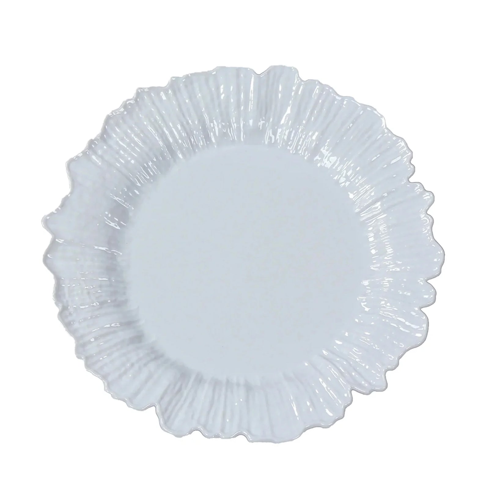 20-Pack 10" Plastic Dinner Plates – White Reef Design Party Plates – Elegant Disposable Tableware