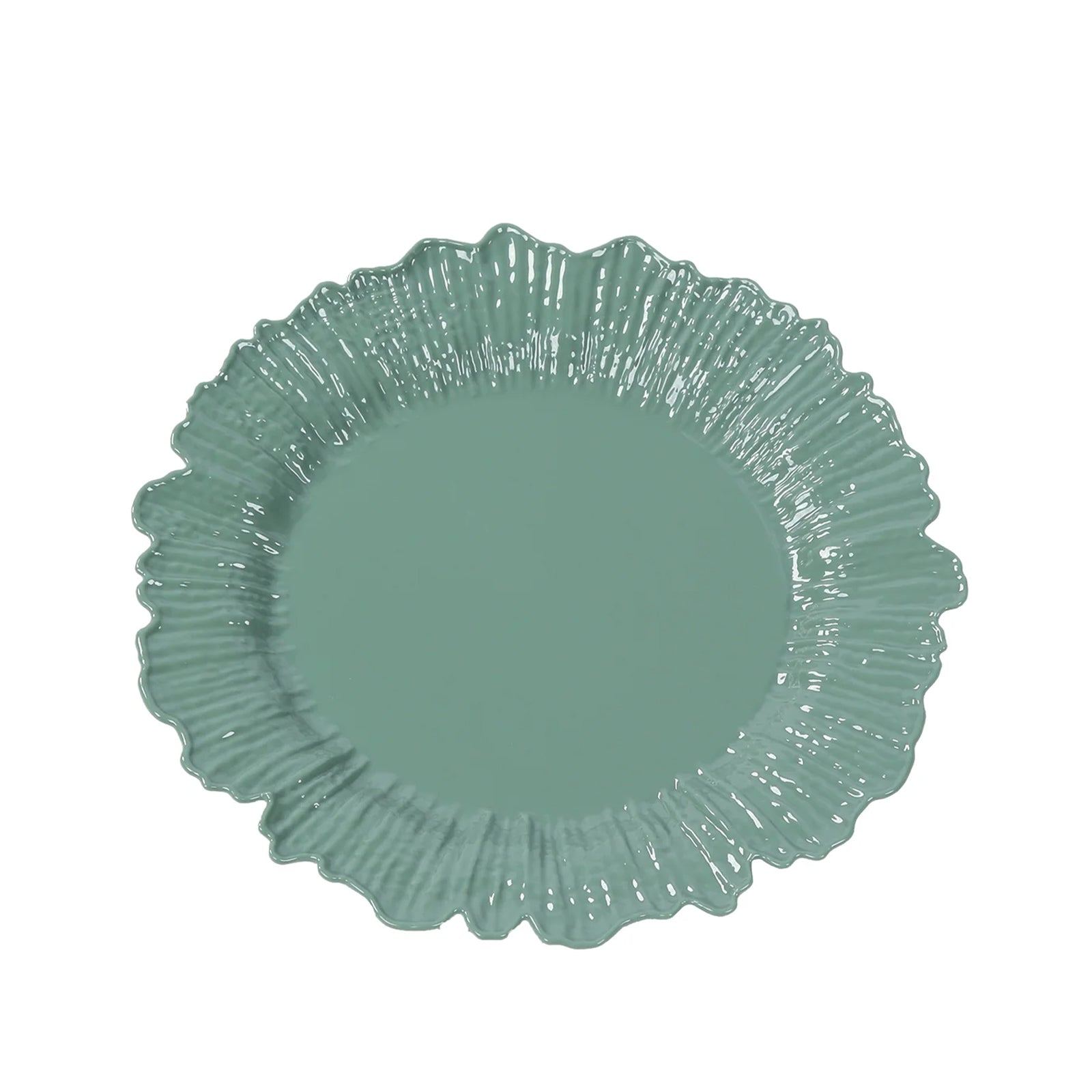 20-Pack 7" Plastic Dessert Plates – Dusty Sage Green Reef Design Appetizer Salad Party Plates – Elegant Disposable Tableware