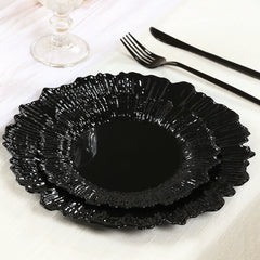 20-Pack 7" Plastic Dessert Plates – Black Reef Design Appetizer Salad Party Plates – Elegant Disposable Tableware