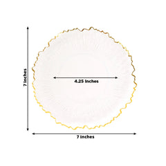 20 Pack 7" Plastic Dessert Plates – Clear Reef Design with Gold Rim, Appetizer and Salad Party Plates – Elegant Disposable Tableware