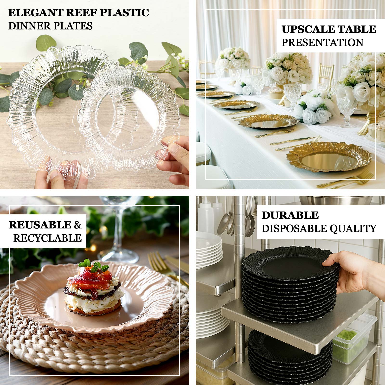 20-Pack 7" Plastic Dessert Plates – Clear Reef Design Appetizer Salad Party Plates – Elegant Disposable Tableware