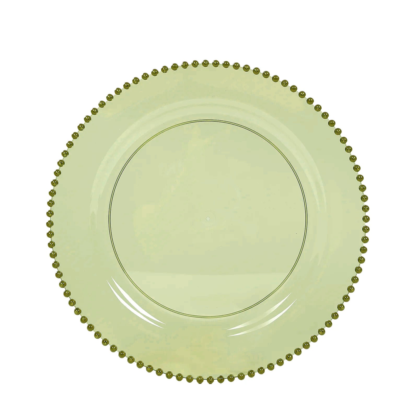 10-Pack Plastic 10" Round Dinner Plates in Transparent Dusty Sage Green with Beaded Rim - Disposable Party Plates for Banquets & Festive Occasions