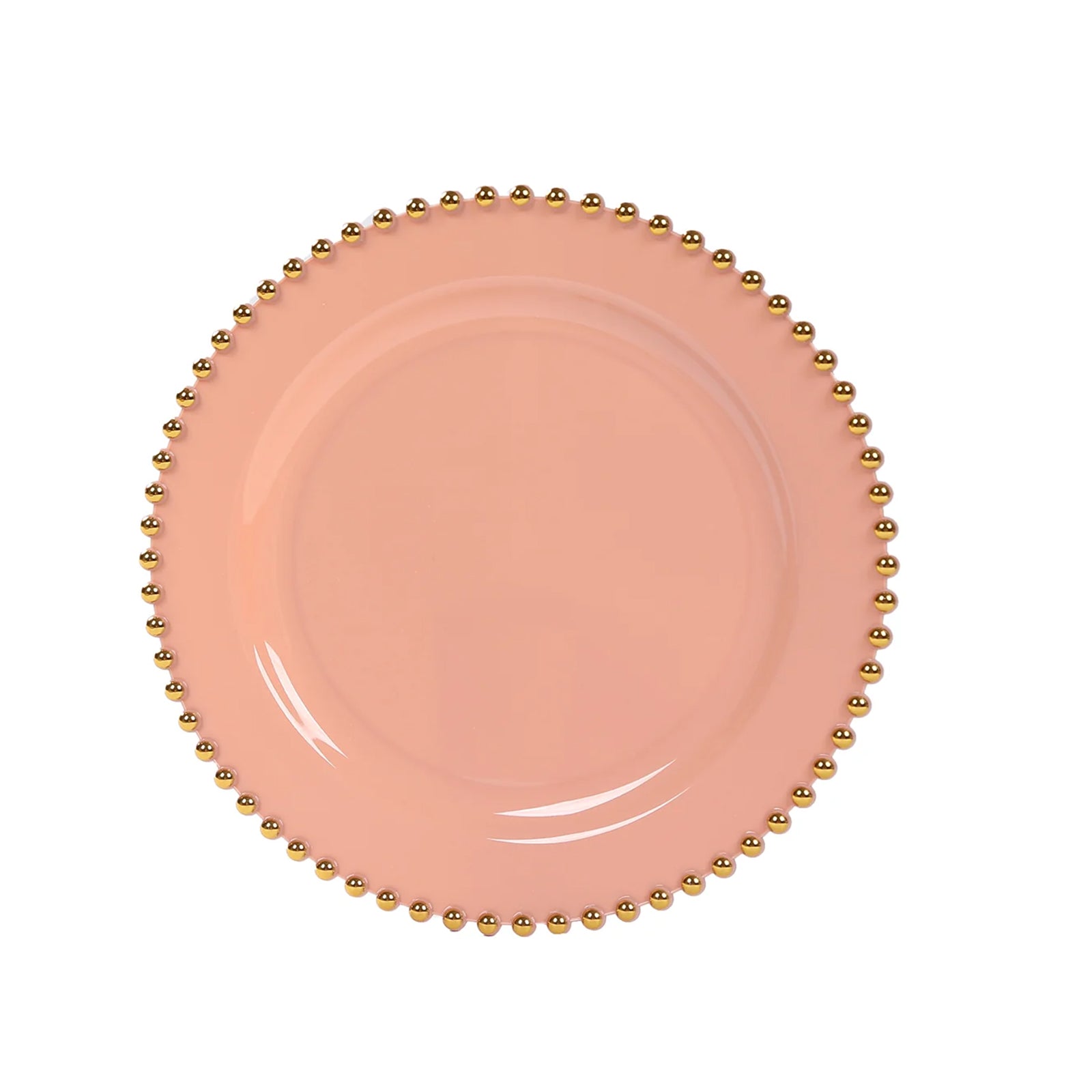 10-Pack Dusty Rose Plastic Dessert Plates – 8" Round with Gold Beaded Rim, Disposable for Parties & Events