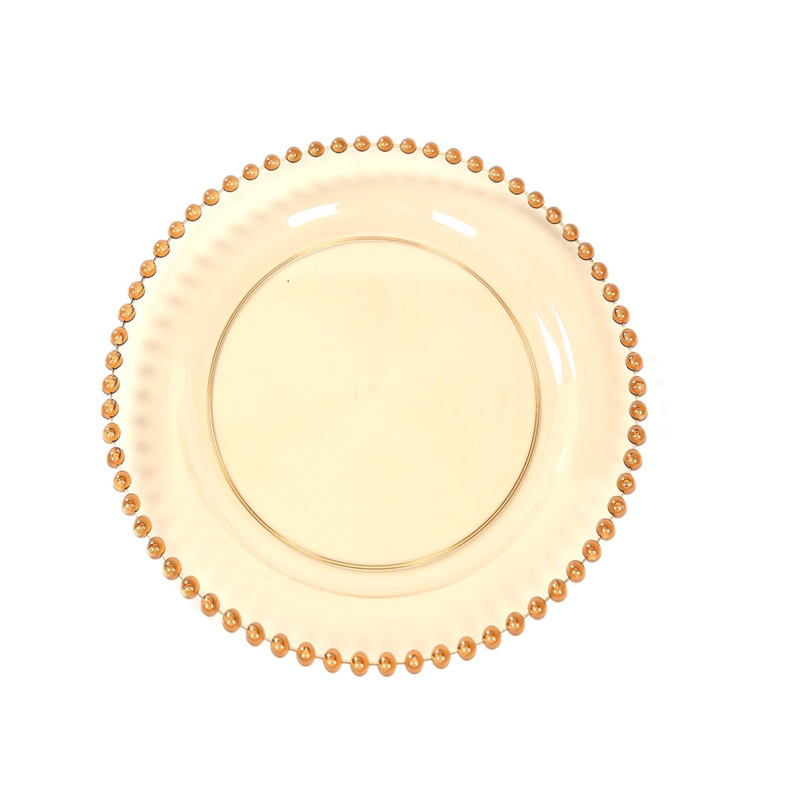 10-Pack Amber Gold Plastic Dessert Plates – 8" Round with Beaded Rim, Disposable for Parties & Events