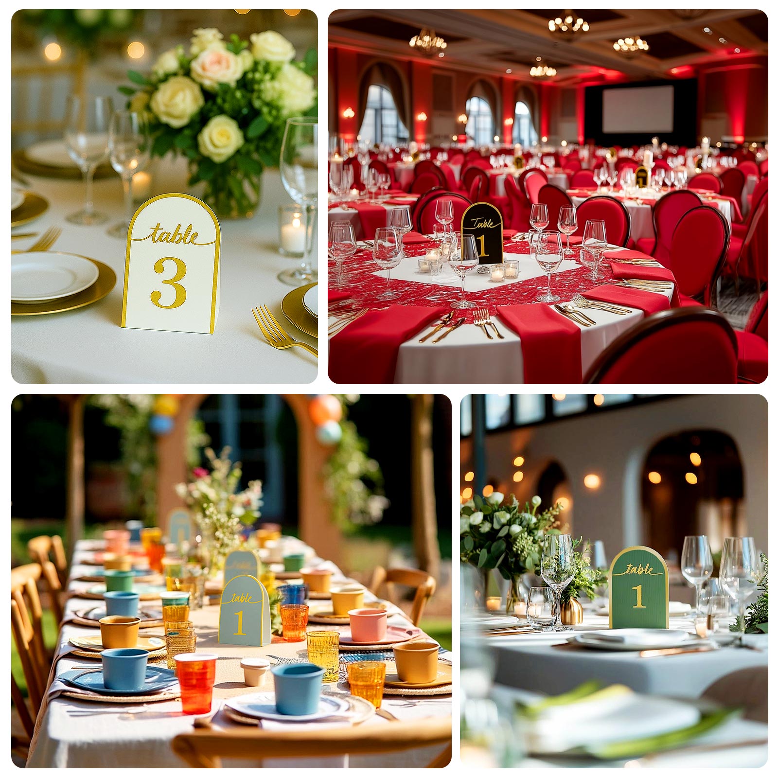 25-Pack 7" Disposable Table Numbers, Blush Free Standing Double Sided Table Number Place Cards with Metallic Gold Foil Numbers 1-25