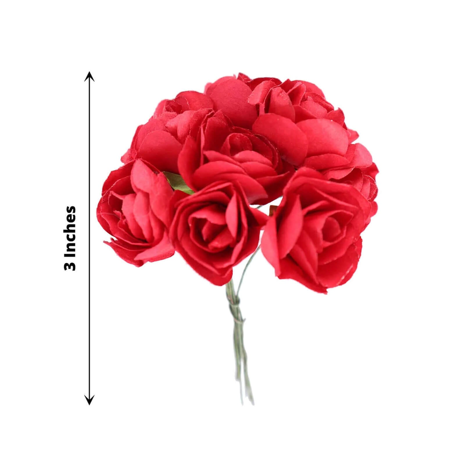 144 Pack Red Paper Mini Craft Roses, DIY Craft Flowers With Wired Stem
