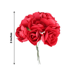 144 Pack Red Paper Mini Craft Roses, DIY Craft Flowers With Wired Stem