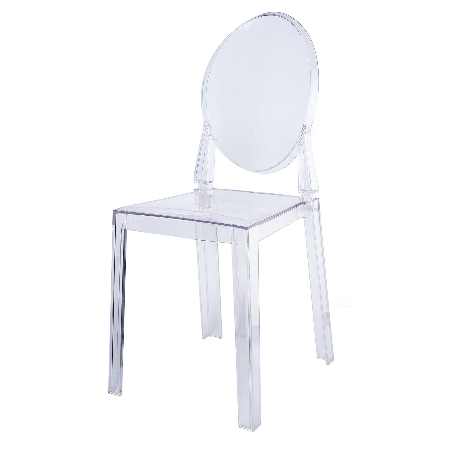 8-Pack Acrylic Ghost Chairs with Oval Back for Banquet Use Clear – Sleek Transparent Armless Accent Chairs for Weddings & Gatherings