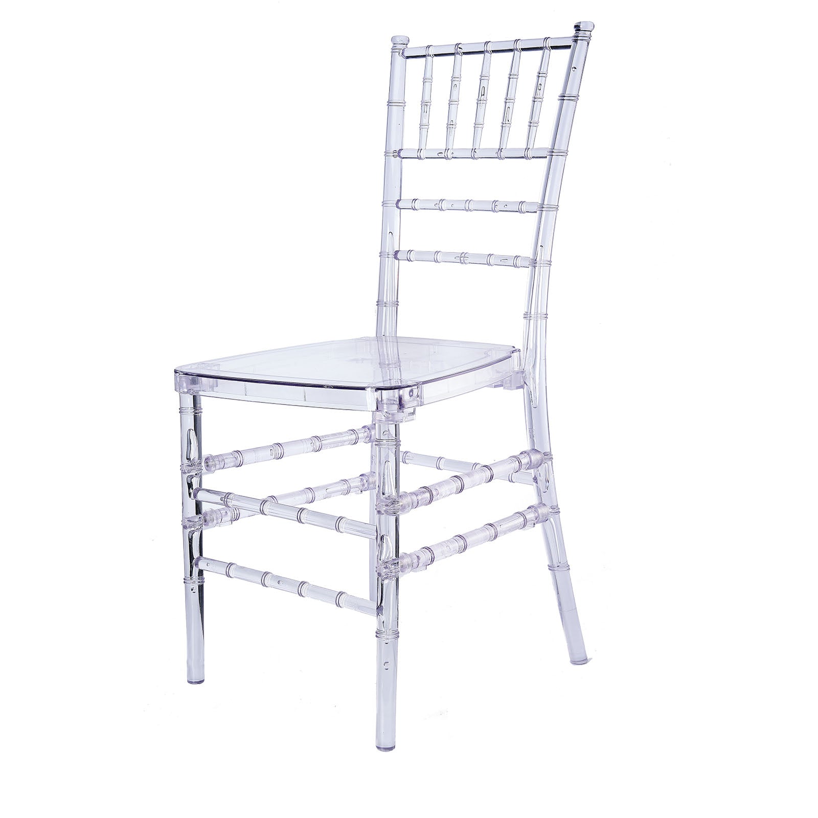 8 Pack Resin Chiavari Chairs Transparent and Stackable Clear - Sleek Armless Design for Weddings & Gatherings