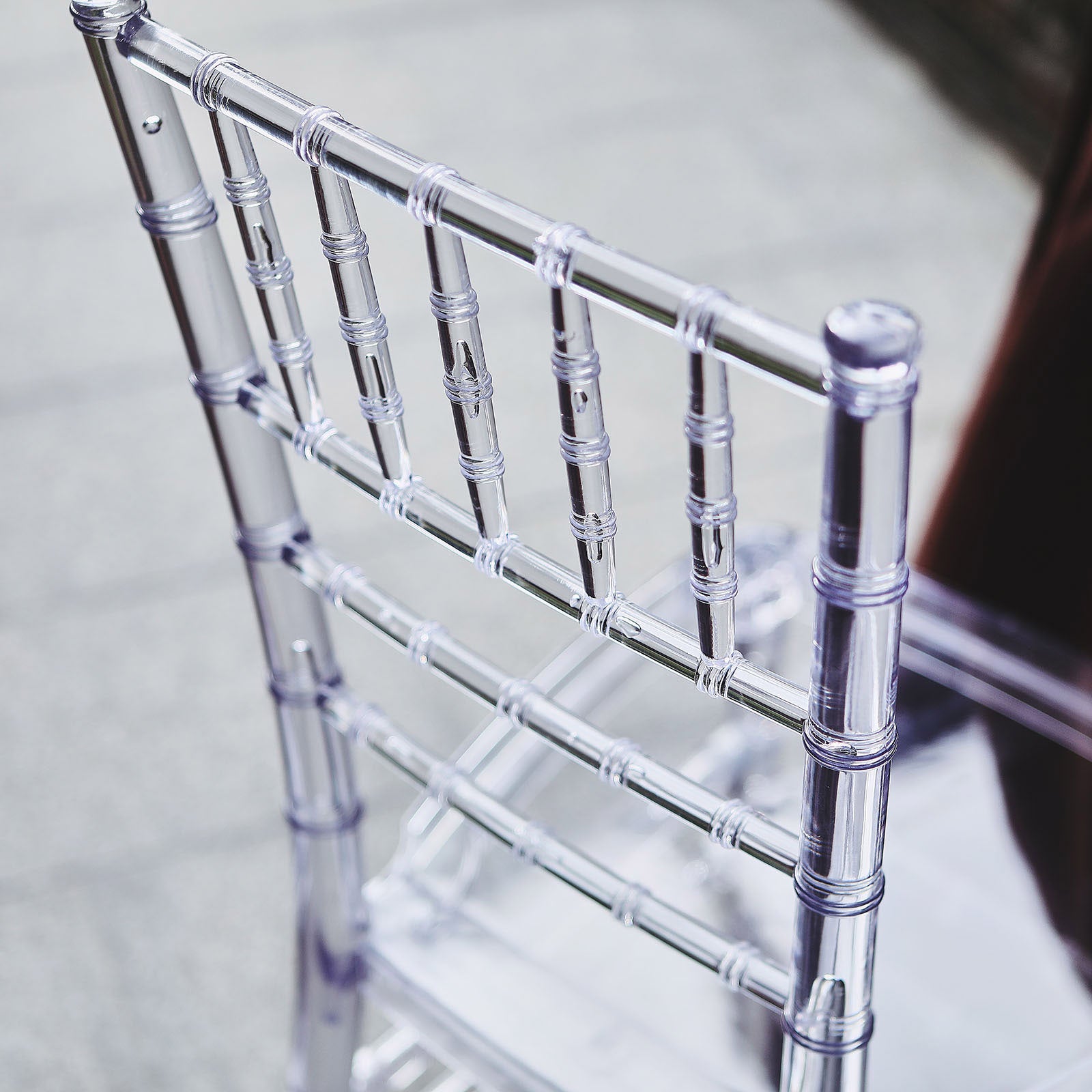 8 Pack Resin Chiavari Chairs Transparent and Stackable Clear - Sleek Armless Design for Weddings & Gatherings