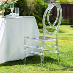 8-Pack Acrylic Stackable Ghost Chairs in Phoenix Chiavari Style Transparent Resin with Oval Back Clear – Sleek Armless Design for Weddings & Gatherings