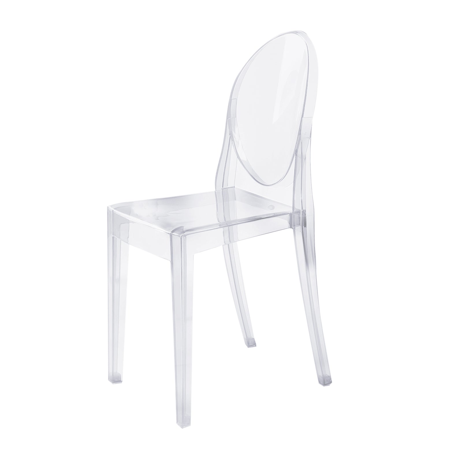 8 Pack Stackable Clear Acrylic Ghost Banquet Chairs with Oval Back, Fully Assembled Armless Event Accent Chair