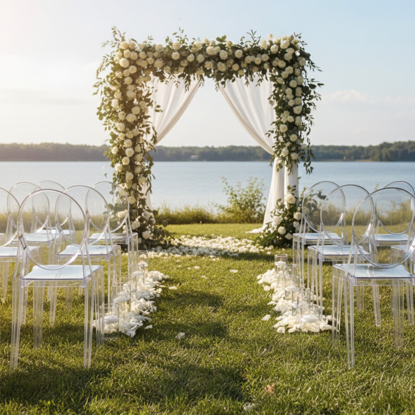 8 Pack Stackable Clear Acrylic Ghost Banquet Chairs with Oval Back, Fully Assembled Armless Event Accent Chair