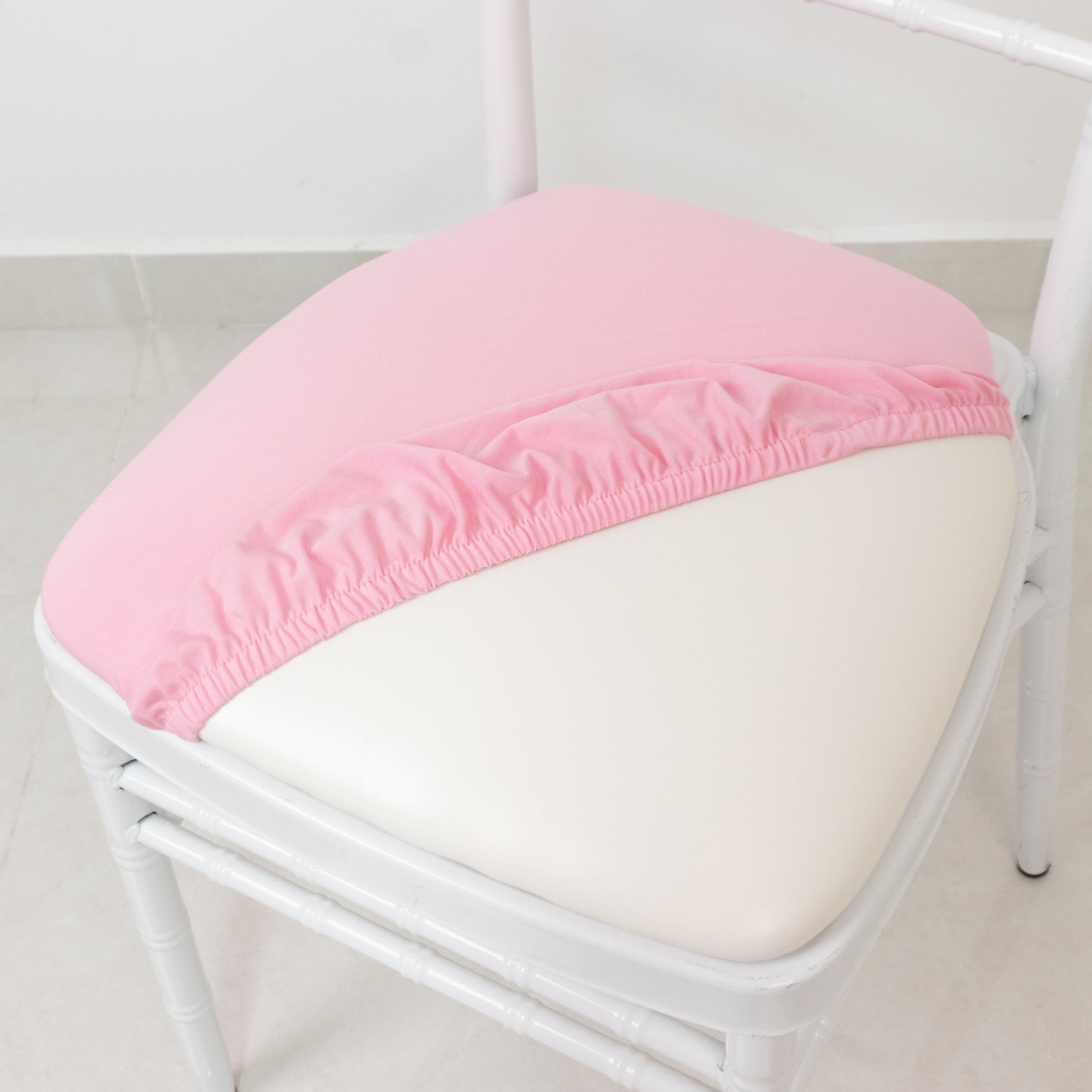 5 Pack Spandex Seat Pad Slipcovers for Chiavari Chairs Pink - Washable Stretch Fitted Design for Dining Chairs