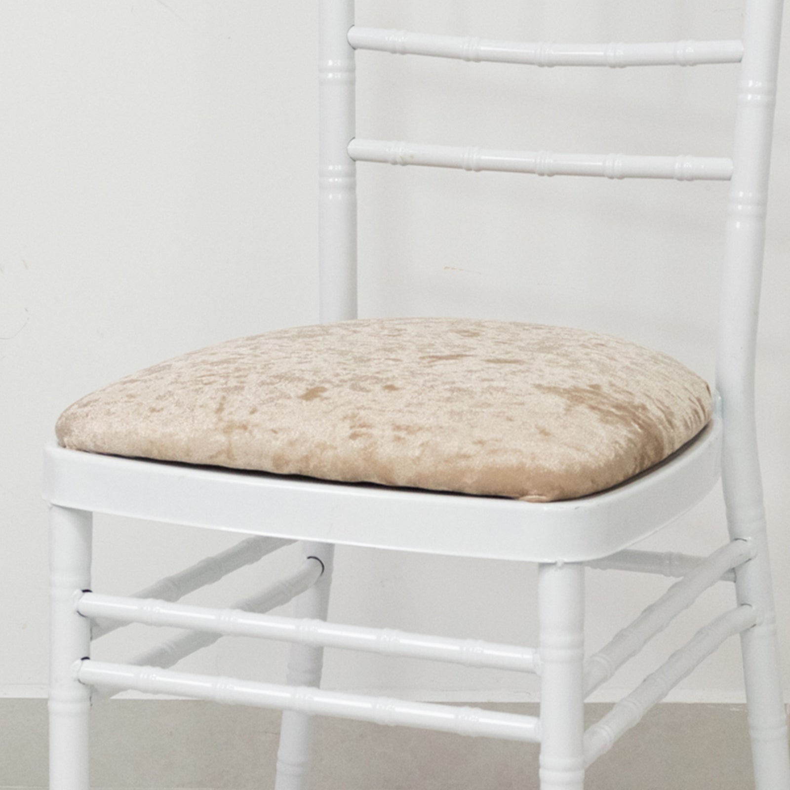 5 Pack Crushed Velvet Seat Pad Covers for Chiavari Chairs – Beige Fitted Dining Chair Cushion Slipcovers, Washable & Reusable