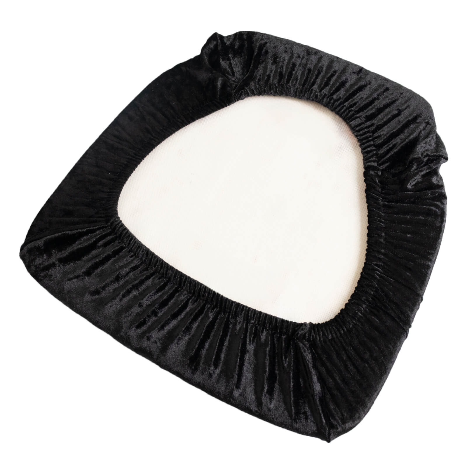 5 Pack Crushed Velvet Seat Pad Covers for Chiavari Chairs – Black Fitted Dining Chair Cushion Slipcovers, Washable & Reusable