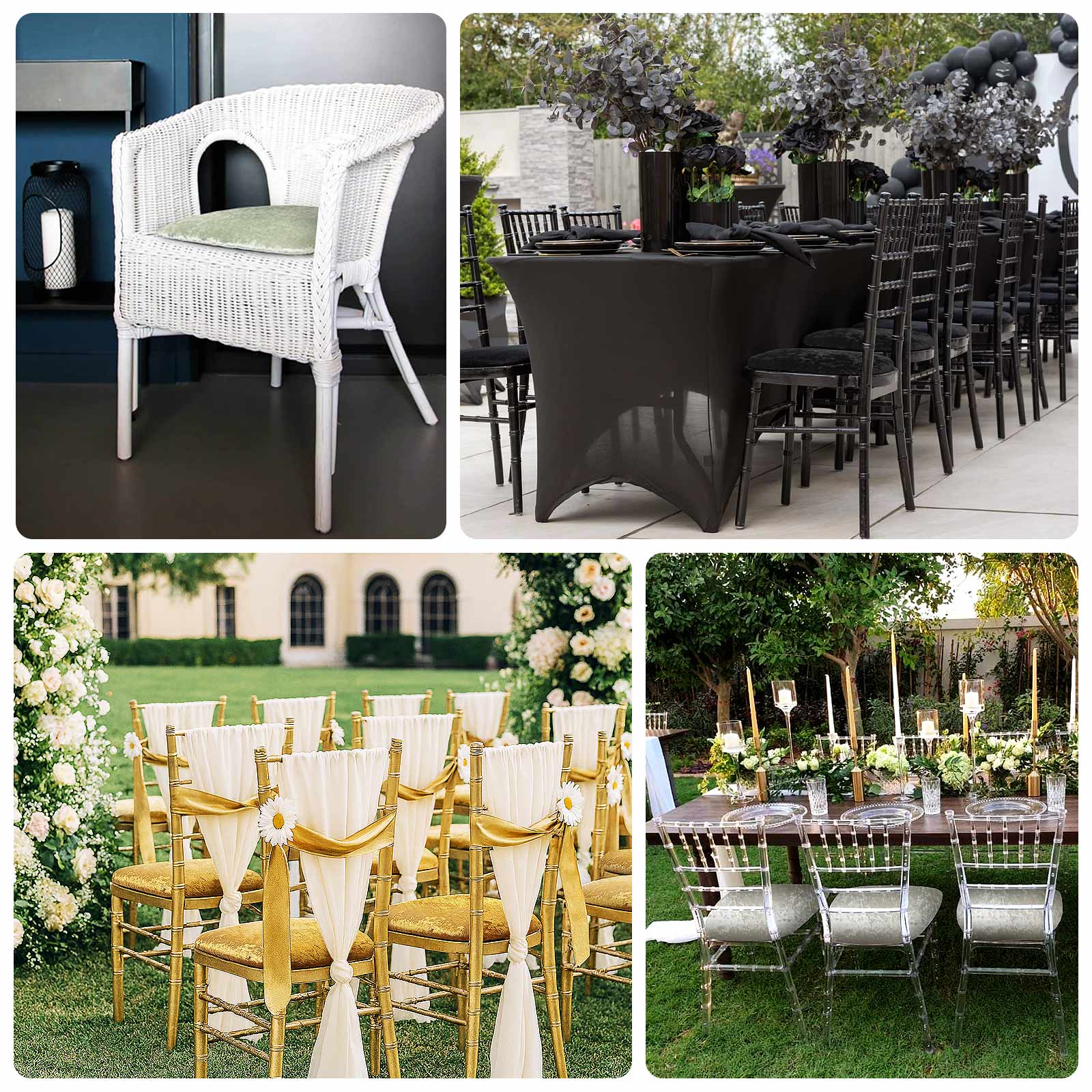 5 Pack Crushed Velvet Seat Pad Covers for Chiavari Chairs – Black Fitted Dining Chair Cushion Slipcovers, Washable & Reusable