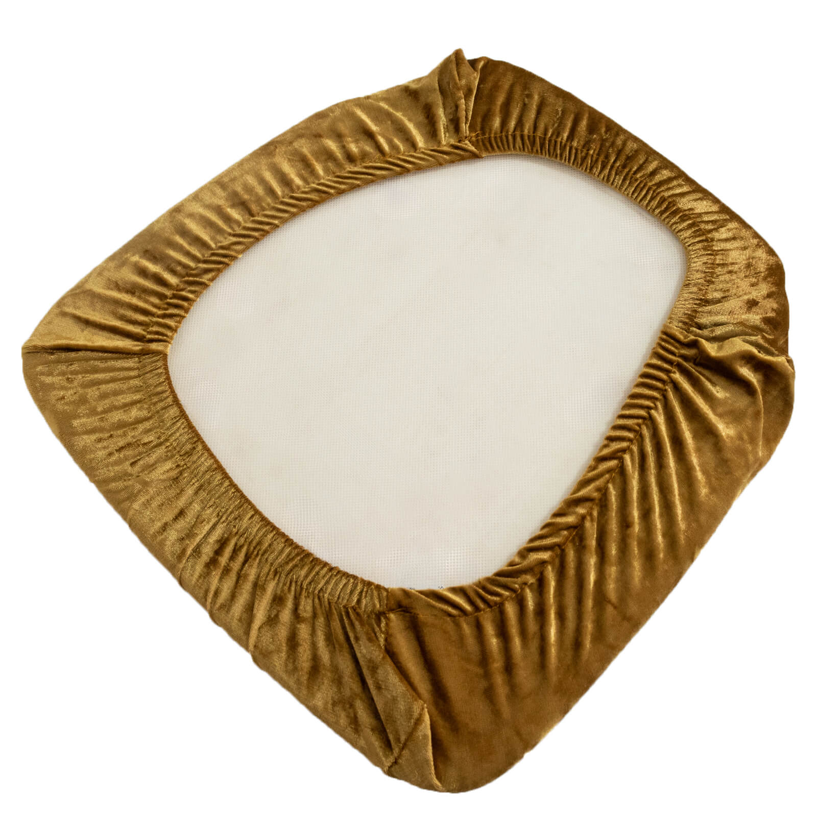 5 Pack Crushed Velvet Seat Pad Covers for Chiavari Chairs – Gold Fitted Dining Chair Cushion Slipcovers, Washable & Reusable