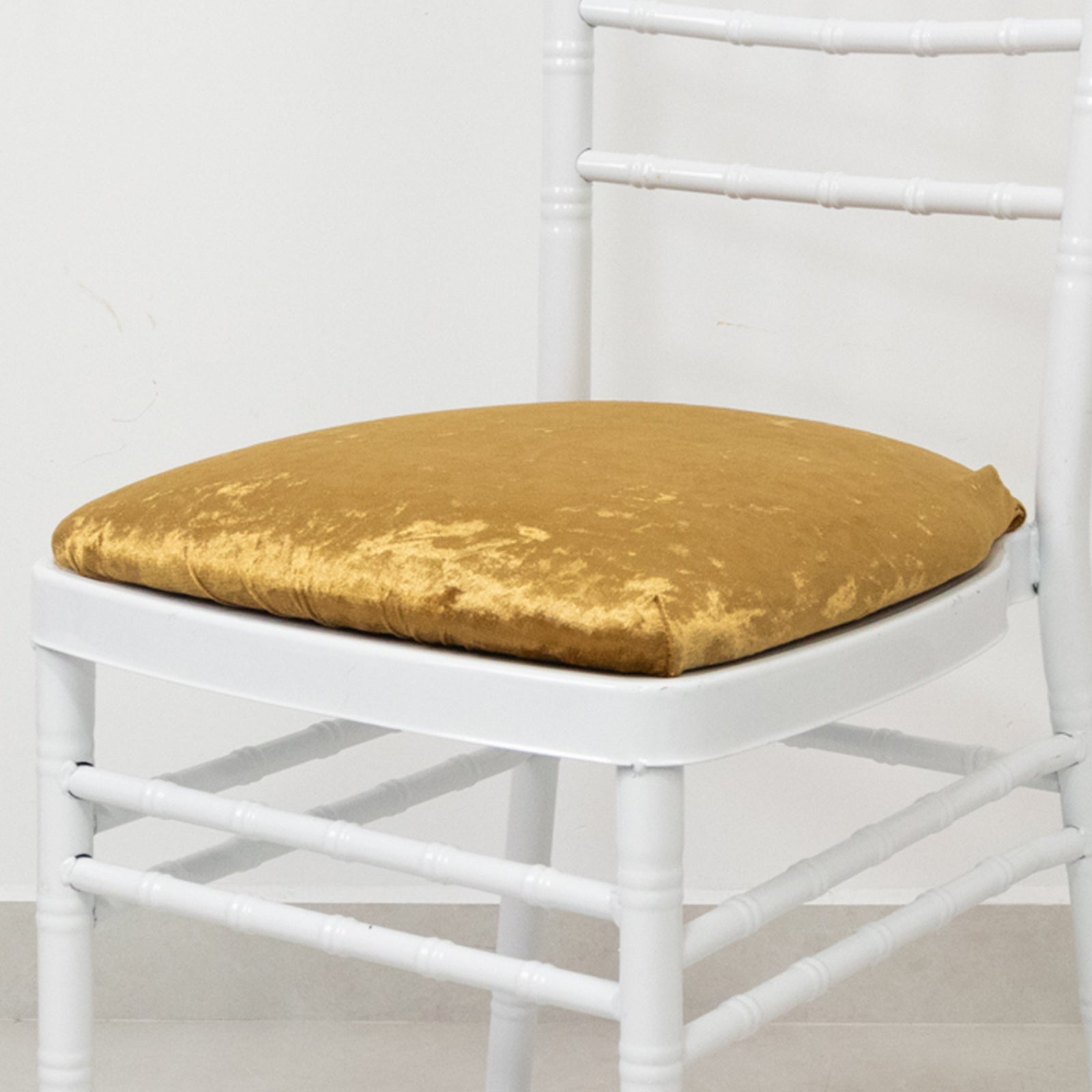 5 Pack Crushed Velvet Seat Pad Covers for Chiavari Chairs – Gold Fitted Dining Chair Cushion Slipcovers, Washable & Reusable