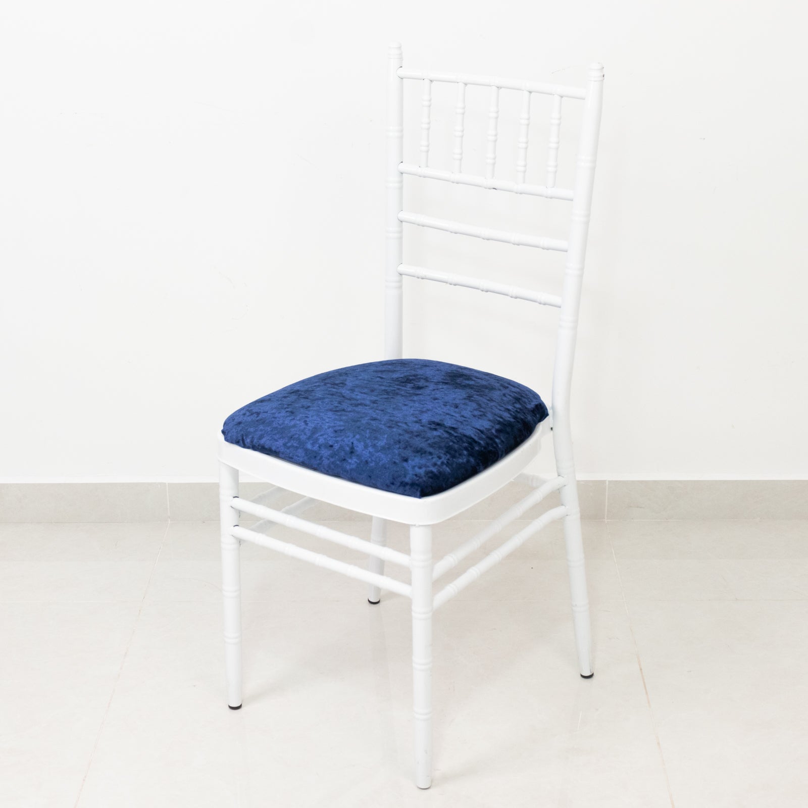 5 Pack Crushed Velvet Seat Pad Covers for Chiavari Chairs – Navy Blue Fitted Dining Chair Cushion Slipcovers, Washable & Reusable