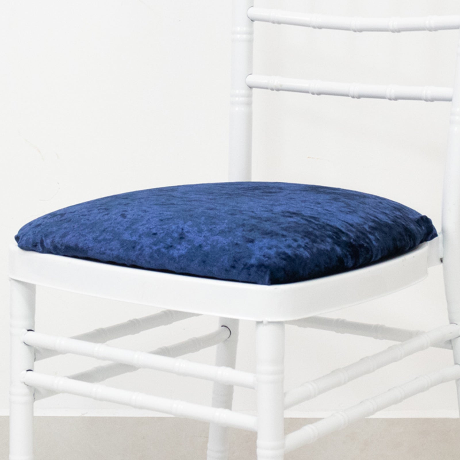 5 Pack Crushed Velvet Seat Pad Covers for Chiavari Chairs – Navy Blue Fitted Dining Chair Cushion Slipcovers, Washable & Reusable