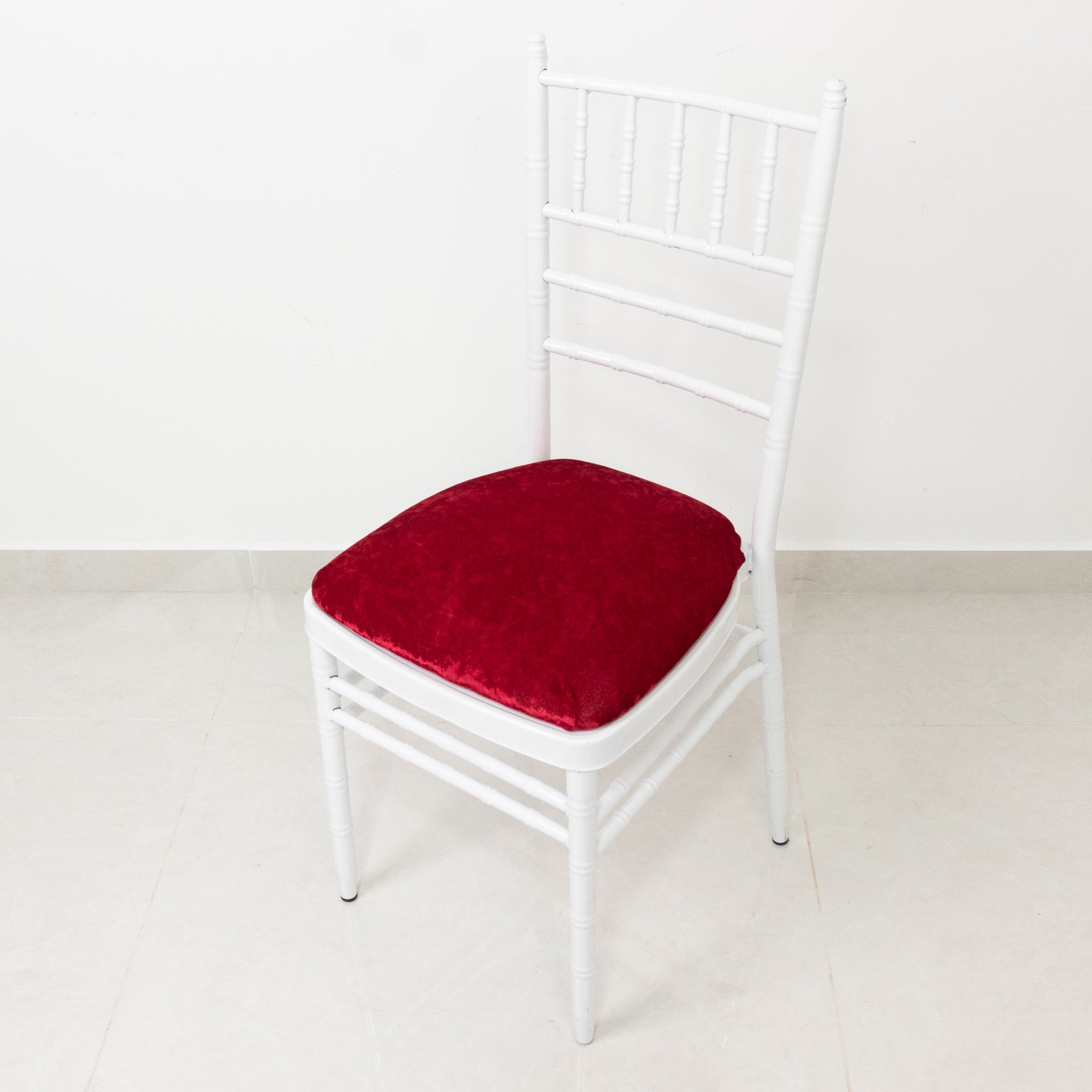 5 Pack Crushed Velvet Seat Pad Covers for Chiavari Chairs – Red Fitted Dining Chair Cushion Slipcovers, Washable & Reusable