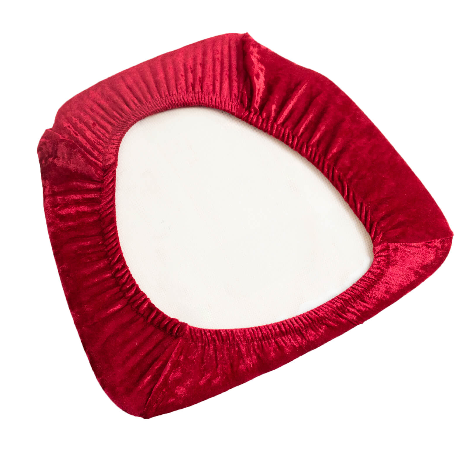 5 Pack Crushed Velvet Seat Pad Covers for Chiavari Chairs – Red Fitted Dining Chair Cushion Slipcovers, Washable & Reusable