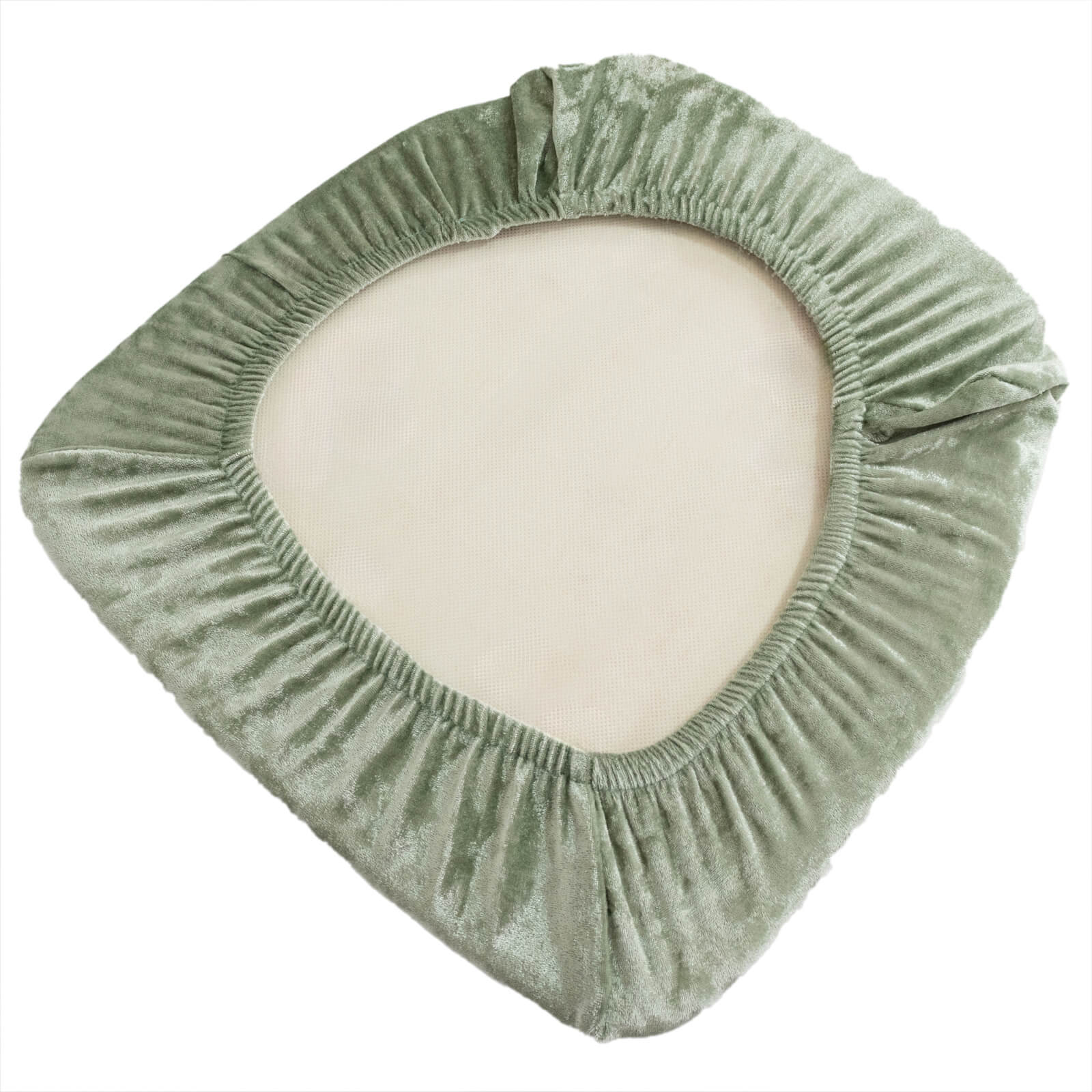 5 Pack Crushed Velvet Seat Pad Covers for Chiavari Chairs – Sage Green Fitted Dining Chair Cushion Slipcovers, Washable & Reusable