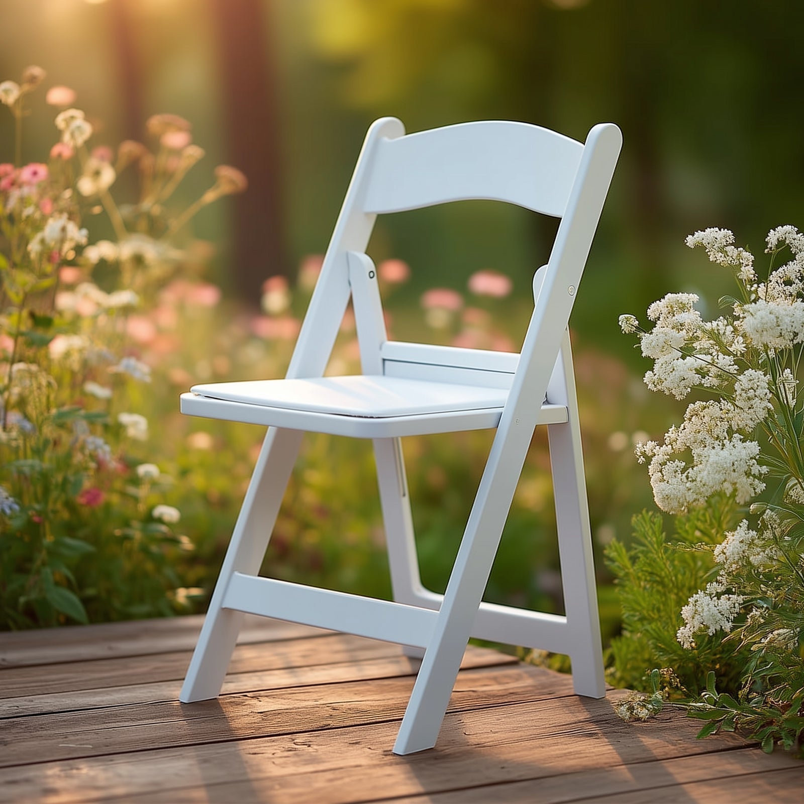 8-Pack Resin Chairs with Vinyl Padded Seat for Folding Use White – Stylish Design for Indoor or Outdoor Weddings & Gatherings
