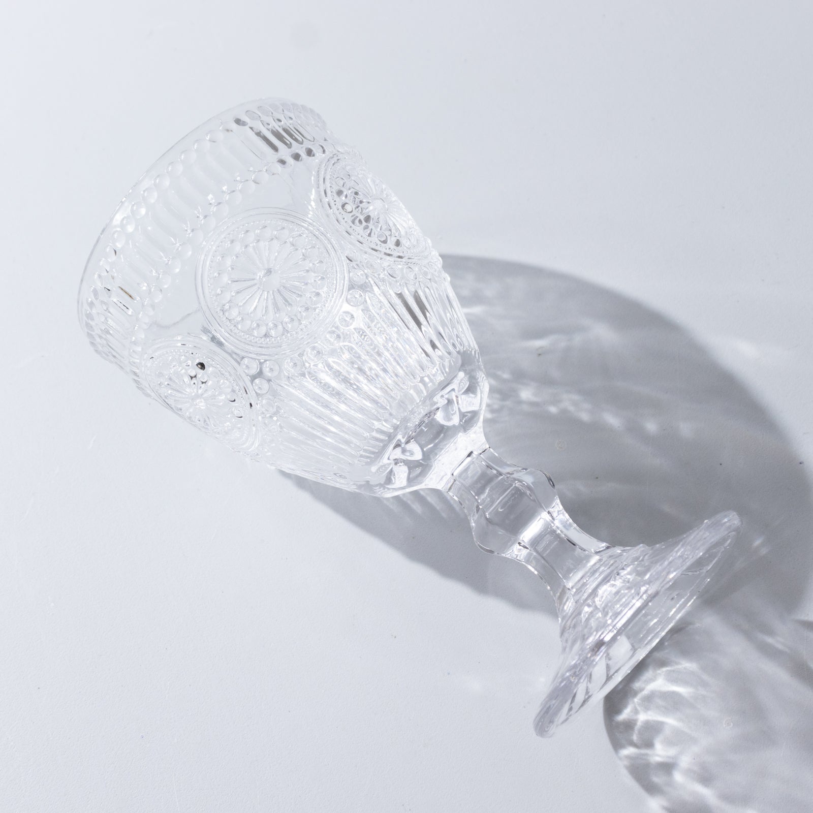 6-Pack Clear Vintage Goblets 11oz – Embossed Glass Cocktail & Wine Glasses with Floral Design