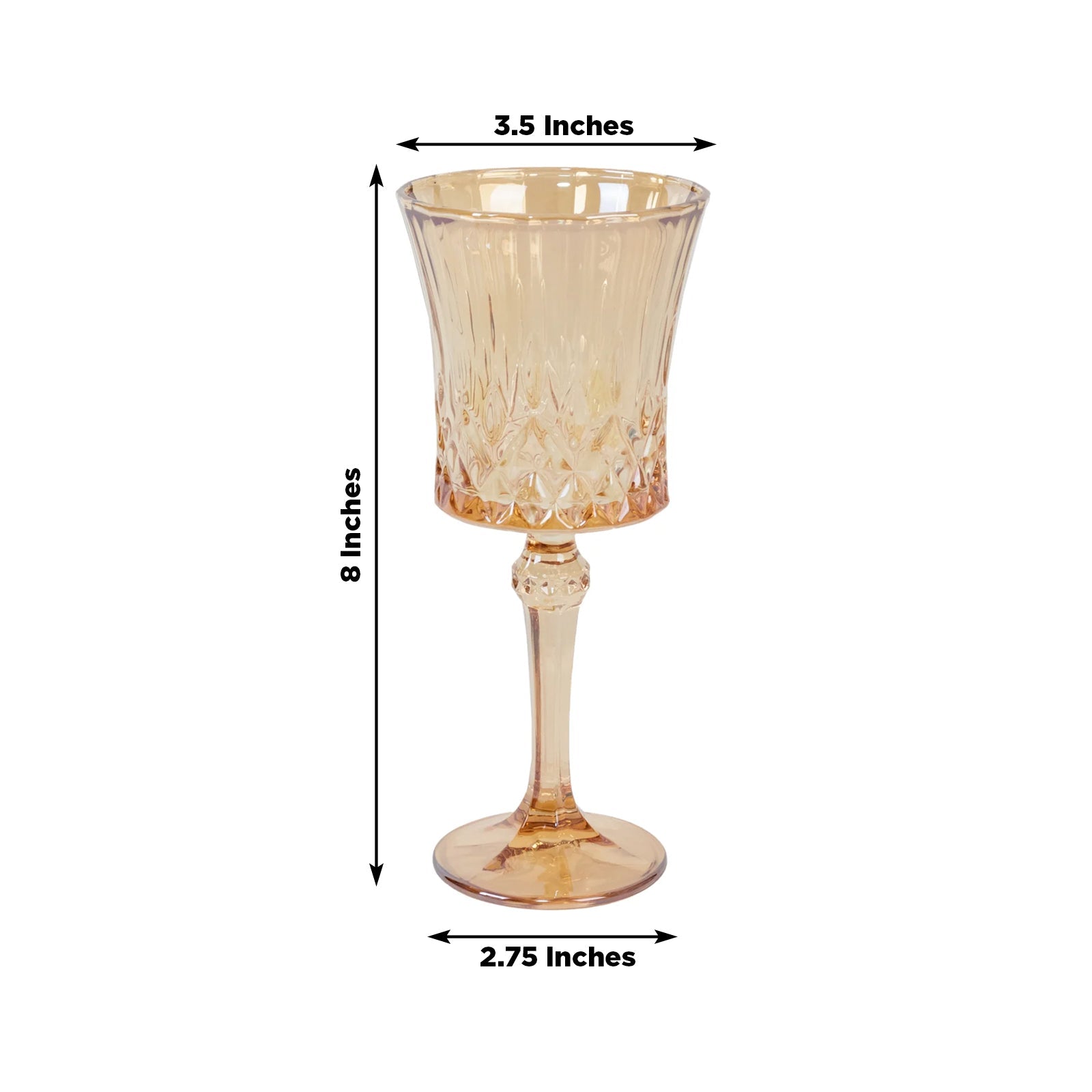 6 Pack 9oz Crystal Cut Glass Goblets Amber Gold – Elegant Vintage Wine, Water & Cocktail Glasses for Table Settings