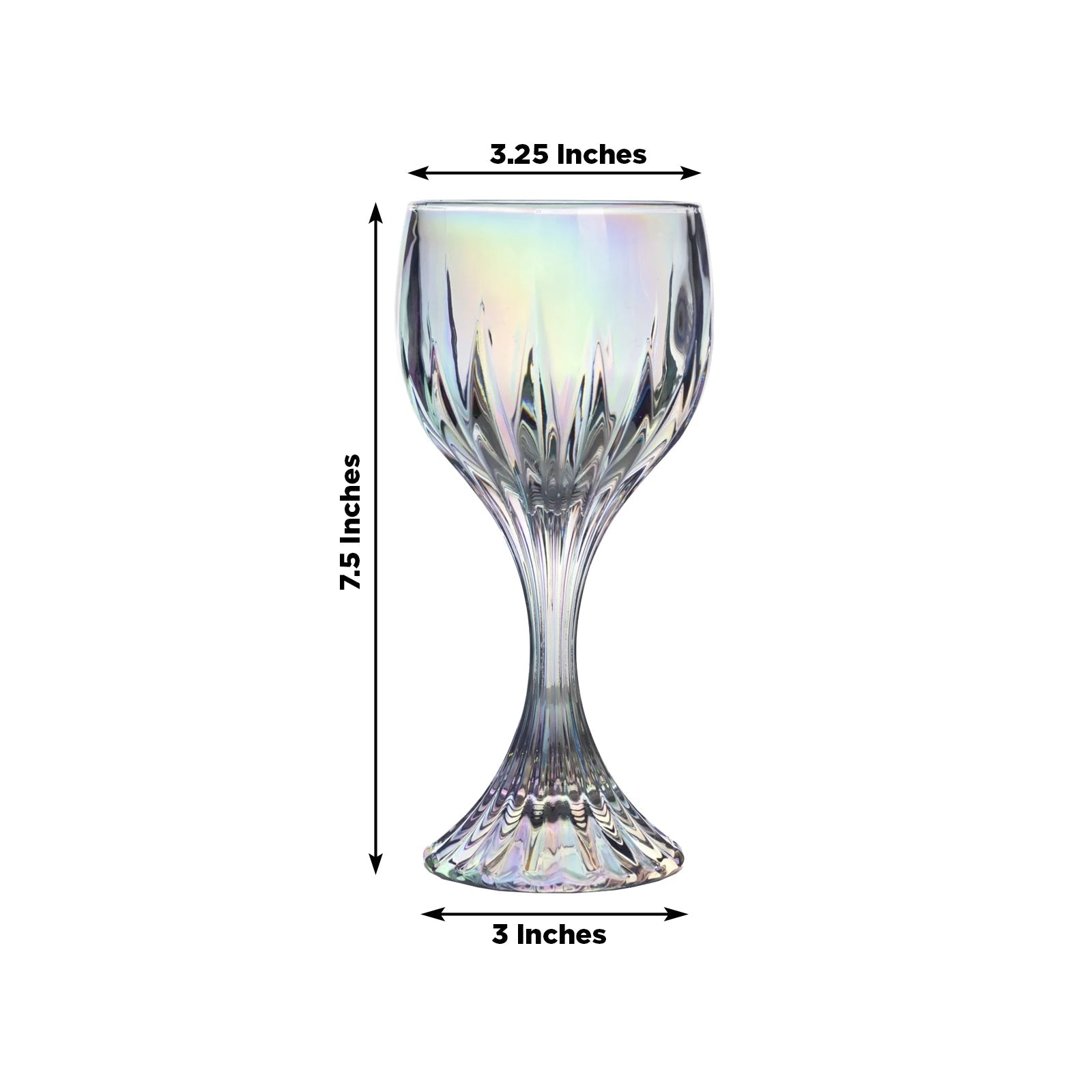 6 Pack Prism Cut Crystal Wine Glass Goblets – Iridescent Clear 10oz Stemware Set for Red & White Wine
