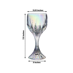 6 Pack Prism Cut Crystal Wine Glass Goblets – Iridescent Clear 10oz Stemware Set for Red & White Wine