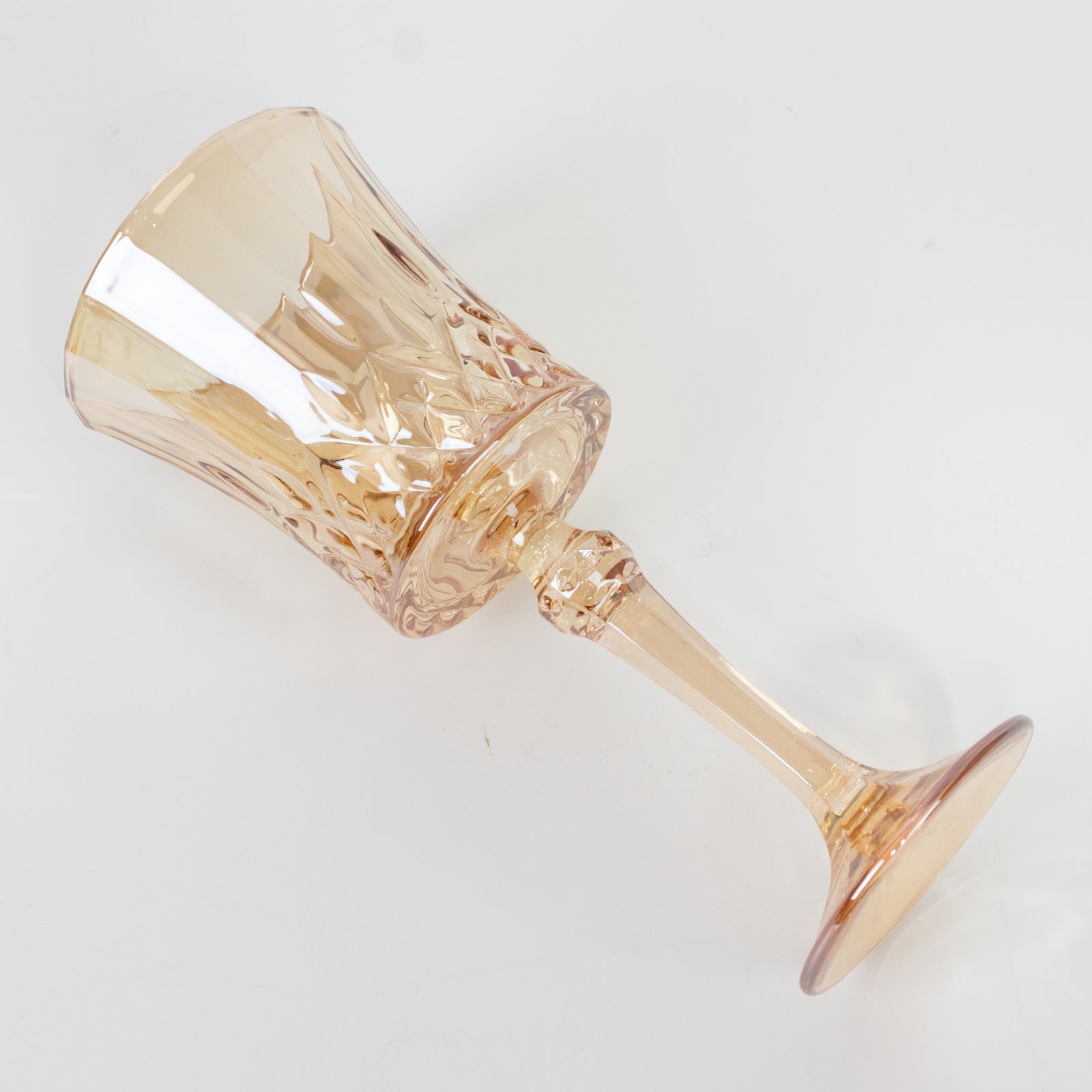 6 Pack 9oz Crystal Cut Glass Goblets Amber Gold – Elegant Vintage Wine, Water & Cocktail Glasses for Table Settings