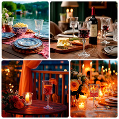 6 Pack 9oz Crystal Cut Glass Goblets Amber Gold – Elegant Vintage Wine, Water & Cocktail Glasses for Table Settings